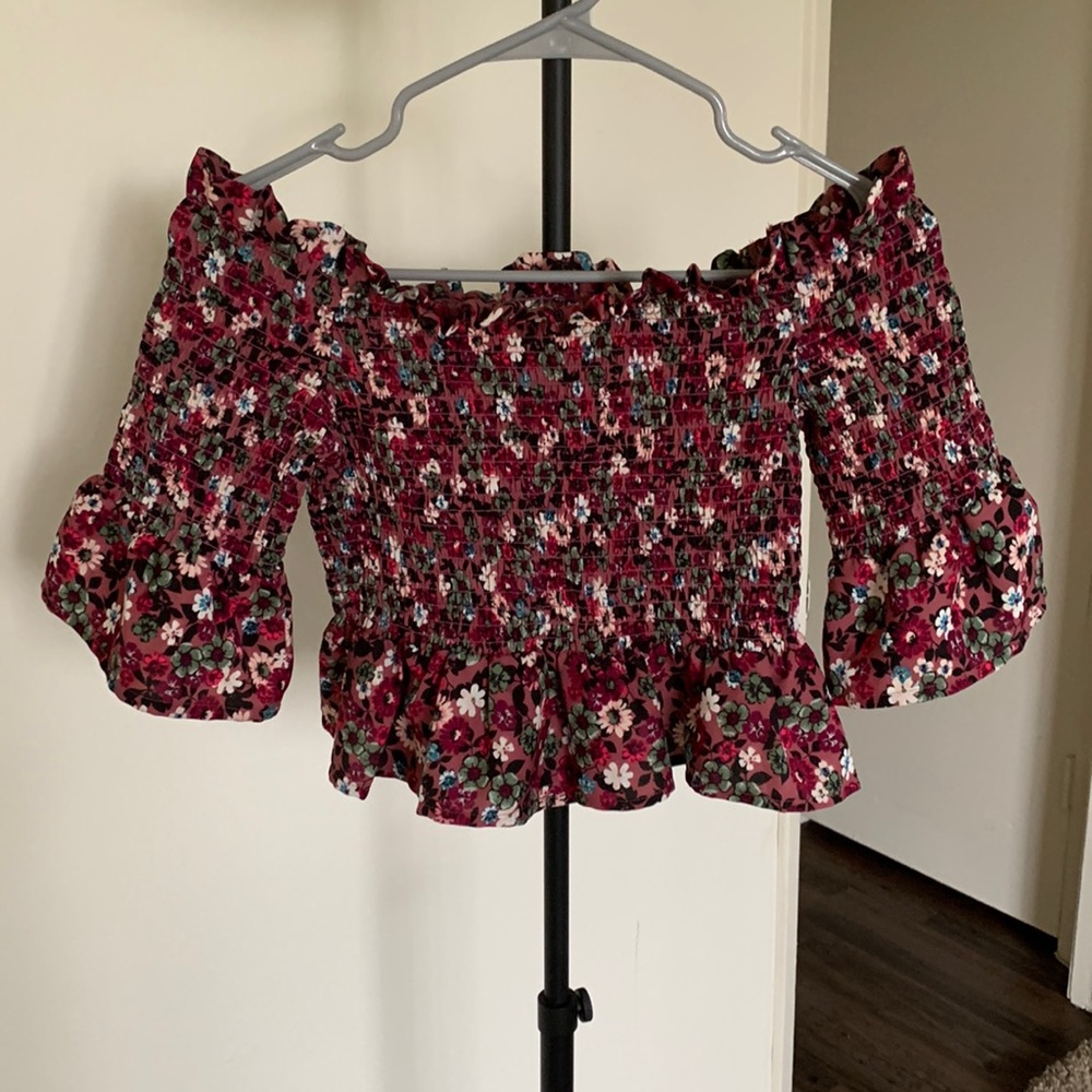 Floral Off The Shoulder Crop Top